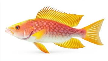 depiction showcases the Hogfish a vibrant marine species with stunning colors and intricate features isolated against a clean white backdrop. photo