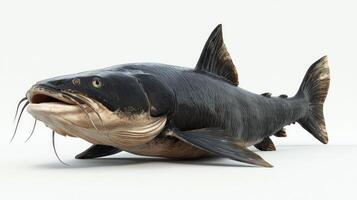 Mekong Giant Catfish a significant freshwater species is displayed against a clean backdrop highlighting its impressive physique and unique characteristics. photo