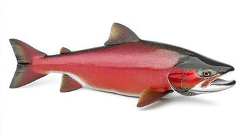 Sockeye Salmon displays its vivid red hue and sleek body highlighting the species unique characteristics in a strikingly realistic manner. photo