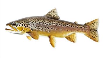brown trout displays its striking coloration and patterns highlighting its importance in freshwater ecosystems and recreational fishing. This species thrives in various habitats. photo