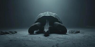 Desert Tortoise is captured in motion showcasing its unique domed shell and textured skin against a bright isolated background. The lighting emphasizes its natural features. photo
