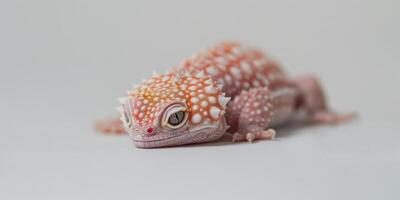 European legless lizard is stretched out against a white surface showcasing its smooth scales and unique features under gentle lighting. The soft focus emphasizes its body shape. photo