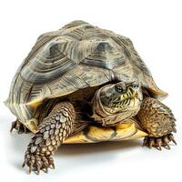 striking depiction captures a Common Snapping Turtle standing proudly displaying its rugged shell and powerful jaws. photo
