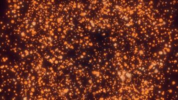 A burst of energy with the release of particles that slow down, with shimmering particles in the background. video