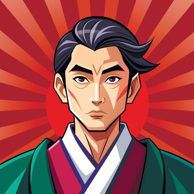 Anime character with a red background