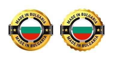 Made in Bulgaria icon a gold circle with a picture of a flag in the middle. Made in European for icon, sign, stamp, badge, logo, label, mark, symbol, etc. Modern and minimalist. Illustration vector