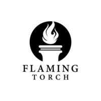 Flaming Torch Logo design art vector