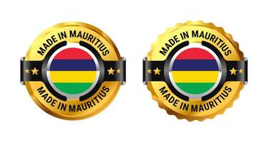 Made in Mauritius stamp badge label icon a gold circle with a picture of a flag in the middle. For logo, flag, stamp, label, badge, mark, sign, product, etc. Modern and minimalist. Illustration vector