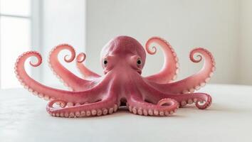Close Up of an Octopus with Pink Tentacles. photo