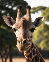 A giraffe with a long neck and ears photo