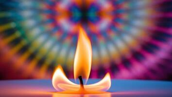 Warm Flame Illuminating a Colorful Background. photo