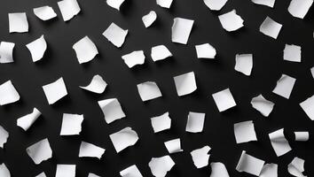 High Resolution Paper Torn Or Ripped Pieces Of Paper In Black Background. photo