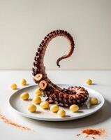 grilled octopus with potatoes and paprika. photo
