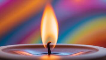 Warm Flame Illuminating a Colorful Background. photo