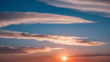 Stunning Sunrise with Colorful Clouds and Sun Rays. photo