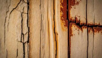 Rusty wood with a red paint on it photo