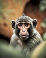 A monkey is looking at the camera photo