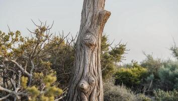 A tree trunk with a face on it photo
