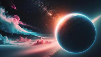 An image of a planet and clouds photo