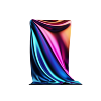 Iridescent fabric with gradient colors and flowing folds on transparent background png