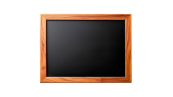 Blank rectangular blackboard with wooden frame on transparent background png