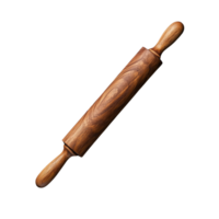 Wooden rolling pin with smooth finish on transparent background png