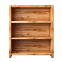 Empty wooden bookshelf isolated on transparent background png