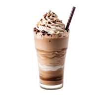 Frappuccino with straw in a glass cup isolated on transparent background png