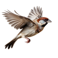 Flying Sparrow isolated on transparent background png