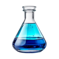 Flask with blue liquid isolated on transparent background png