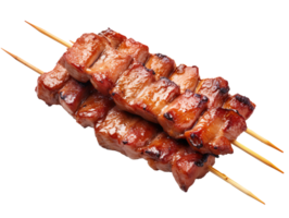 Grilled pork meat on a stick isolated on transparent background png