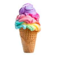 Rainbow ice cream cone isolated on transparent background png