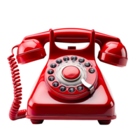 Red old telephone isolated on transparent background png