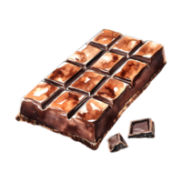 Watercolor chocolate bar illustration on a transparent background png