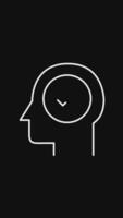 Animated drawing of a head and face silhouette with human brain and checklist idea concept. video