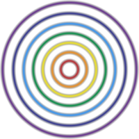 Glowing rainbow circles on transparent background, beautiful bright colors, color target png