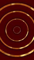circle geometric luxury gold with red background, 4k resolution, spin object, vertical format video