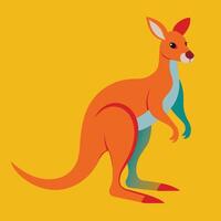 A cartoon kangaroo standing on a yellow background vector