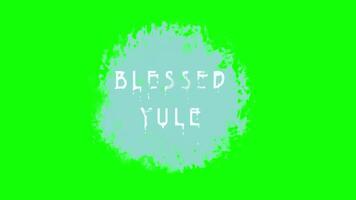 Witchcore Style Yule Greeting with Melting Effect Against Spinning Blue Texture with Green Background for Color Key video