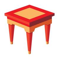 A red and yellow table with a square top vector