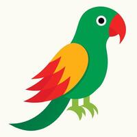A colorful parrot with a red beak and green wings vector