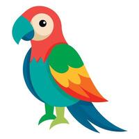 A colorful parrot with a green beak and red and yellow feathers vector