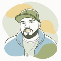 A cartoon drawing of a man with a beard and a hat vector
