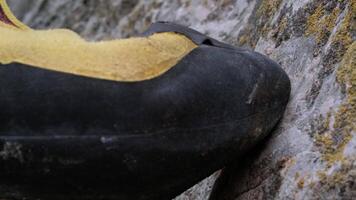 The Majestic Shoe. A Detailed Close-Up of a Shoe on a Weathered Rock video