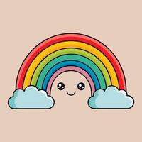 A rainbow with clouds and a smile vector