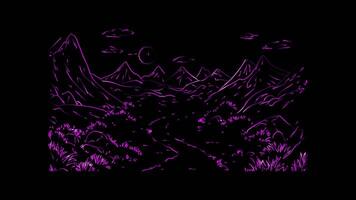 Neon frame effect, nature tree on black background video