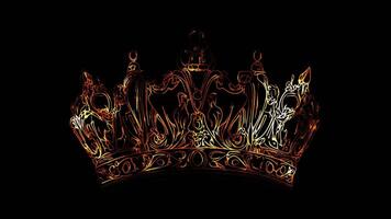 Neon frame effect, Crown Represents artistic mastery and recognition on black background video