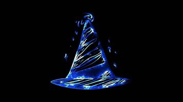 Neon frame effect, Party Hat A colorful cone-shaped hat worn at celebrations on black background video