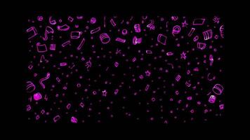 Neon frame effect, Confetti Colorful bits of paper or foil for decoration on black background video