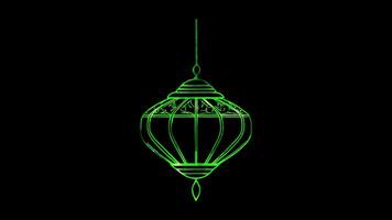 Neon frame effect, Lantern Used in festivals like Diwali for illumination on black background video